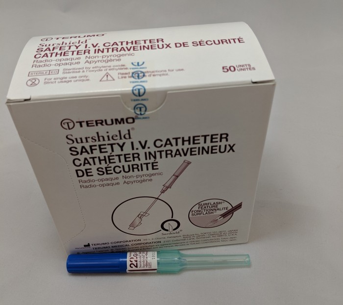 Terumo Surshield® Safety IV Catheter, 22G x 1 in., Blue 50/Box